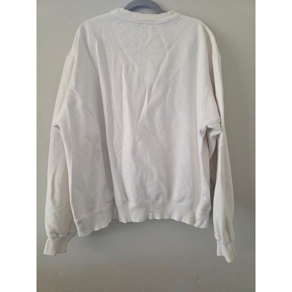 Champion Eco Authentic White Crewneck Sweatshirt XL Distressed Minimal - Picture 2 of 5